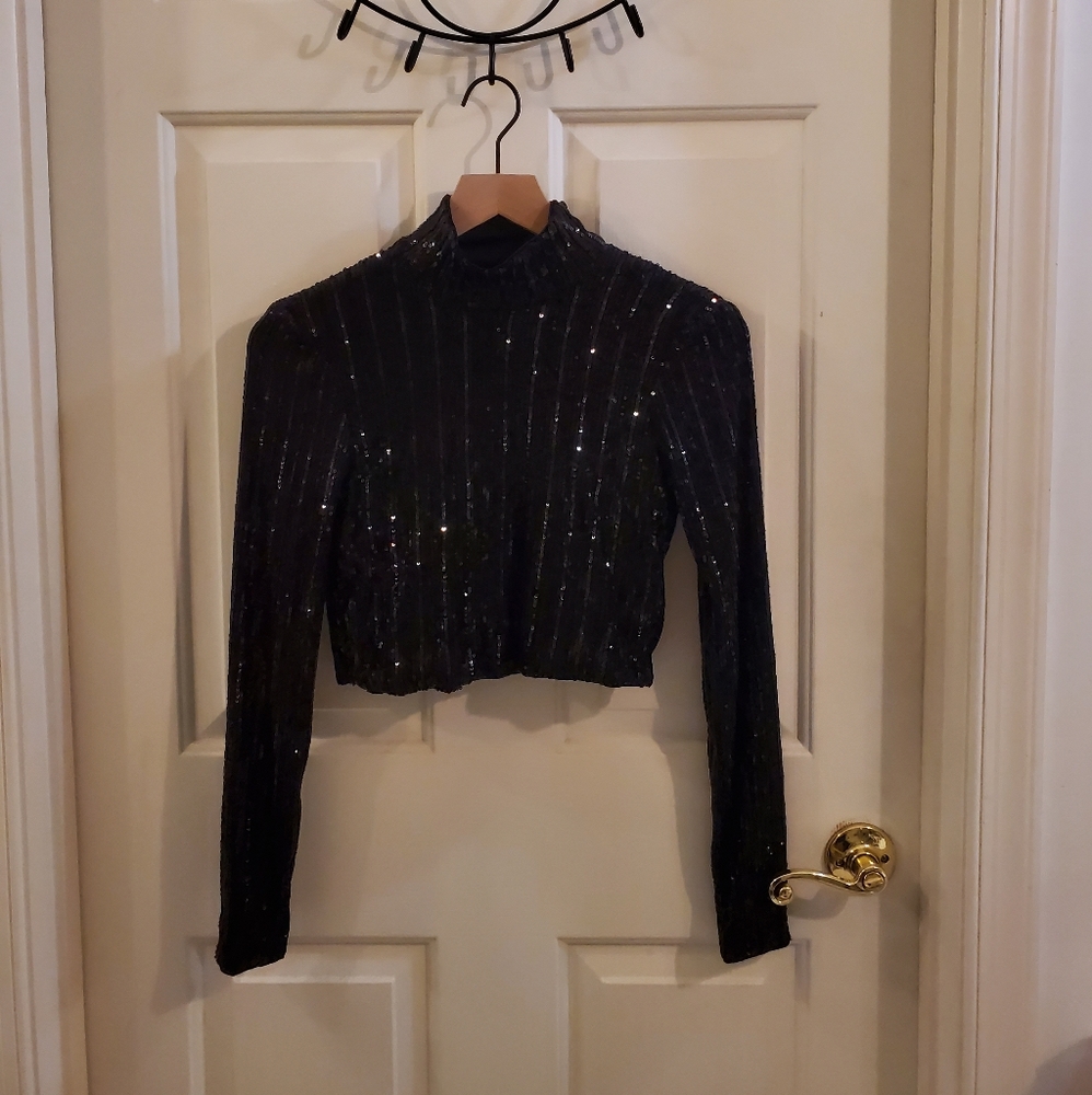 Zara sequin crop top with fun back